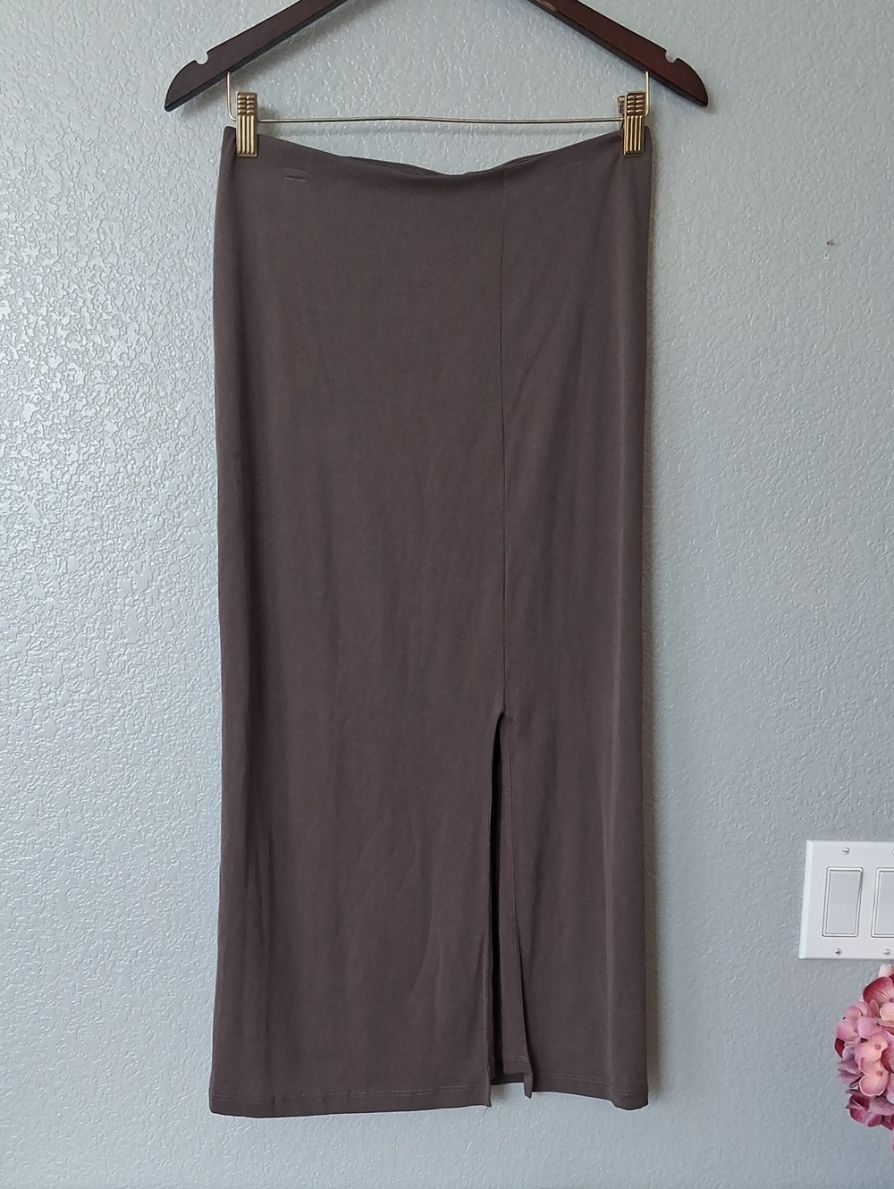 Tahari Brown Maxi Pencil Skirt with Front Slit